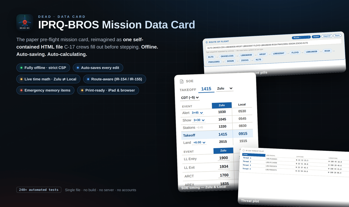 Mission Data Card screenshot